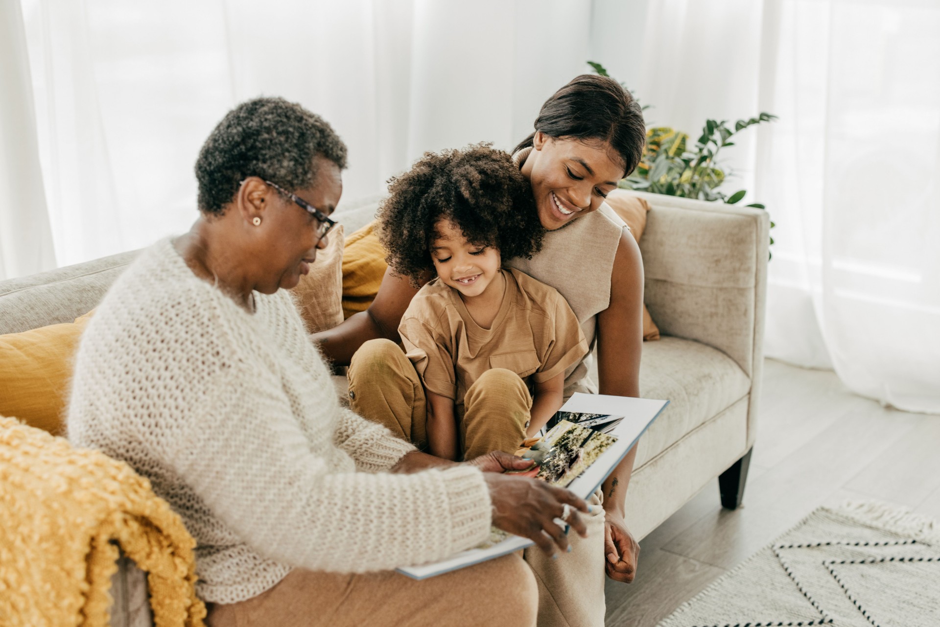 Grandmother spending time with daughter and granddaughter